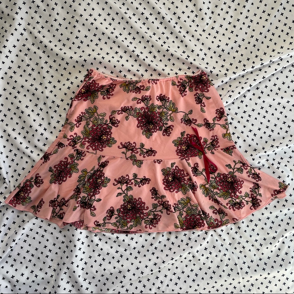 Pink floral flippy skirt